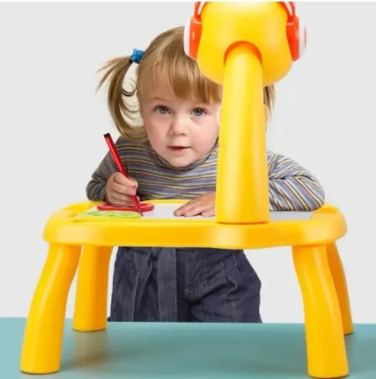 Table with light and with music inside | Mini Art Drawing Board Leds Projector Light Toy Children Kids Painting Table Small