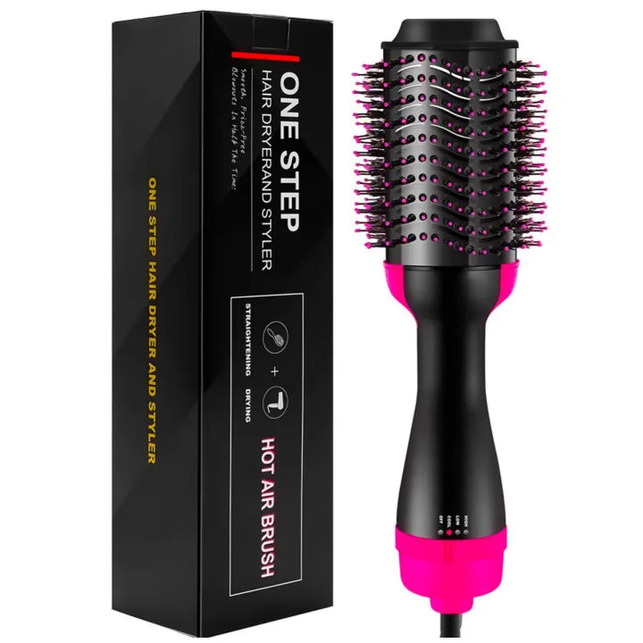 3-in-1 Hot Air Brush – Professional One-Step Hair Dryer, Straightener, and Curler