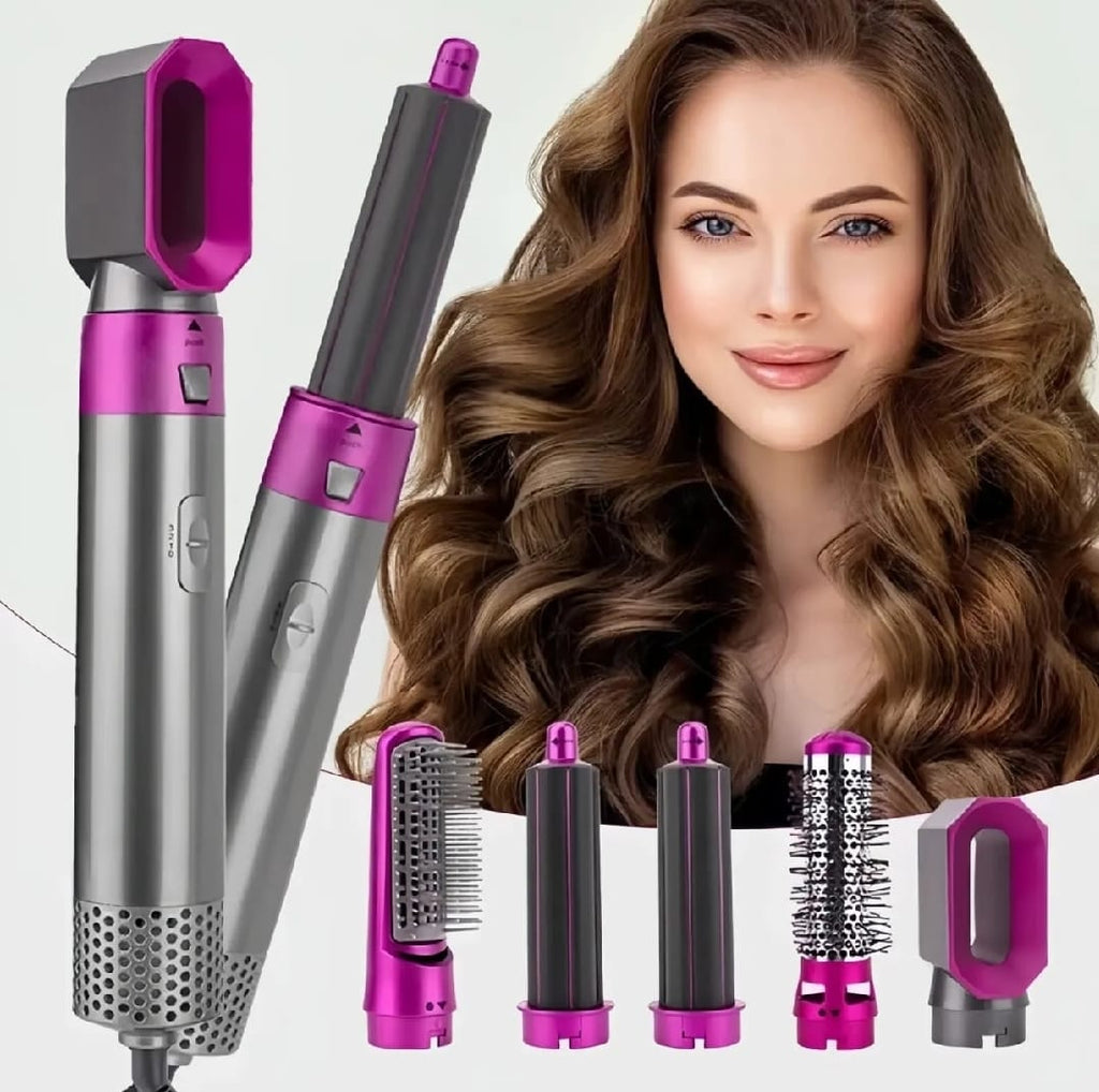 High Quality 5 In 1 Hair Styler Brush | Hair Straightener, Curler, Blow Dryer
