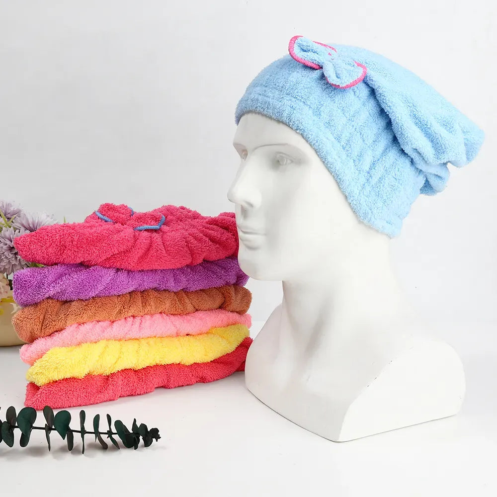 Pack of 2 - Soft Microfiber Flower Cap Towel for Women