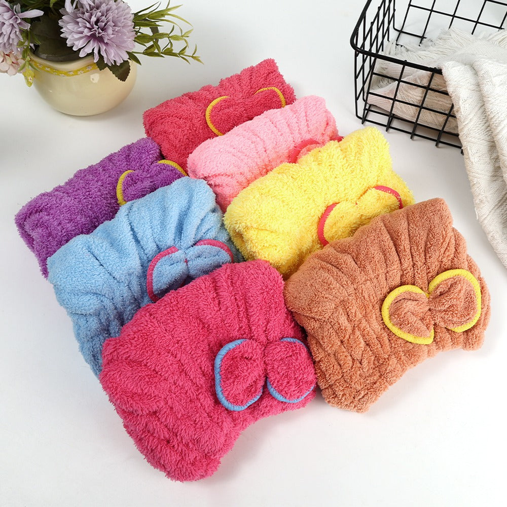 Pack of 2 - Soft Microfiber Flower Cap Towel for Women