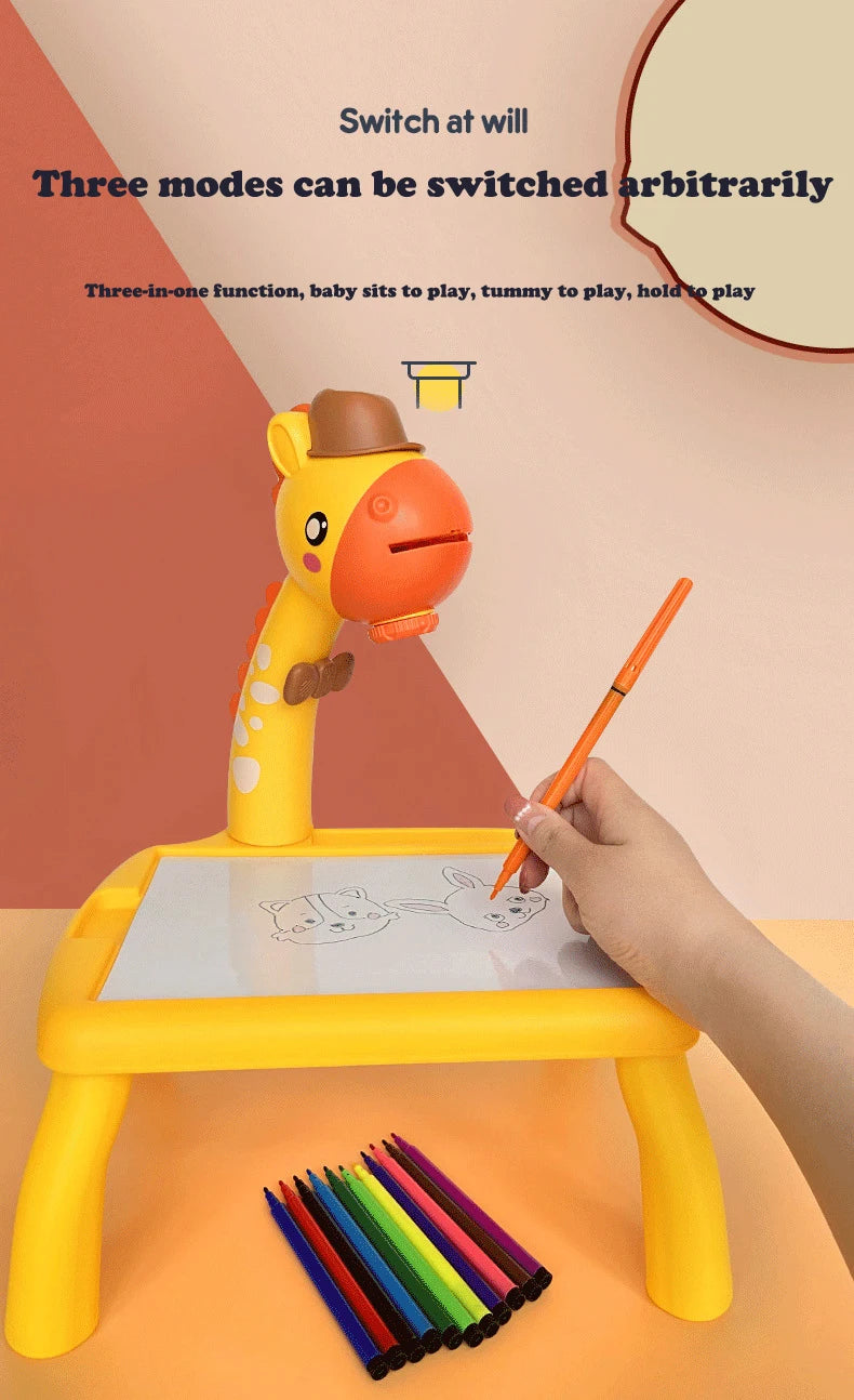 Table with light and with music inside | Mini Art Drawing Board Leds Projector Light Toy Children Kids Painting Table Small