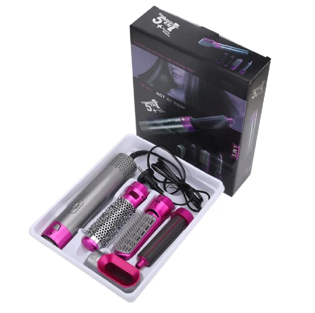 High Quality 5 In 1 Hair Styler Brush | Hair Straightener, Curler, Blow Dryer